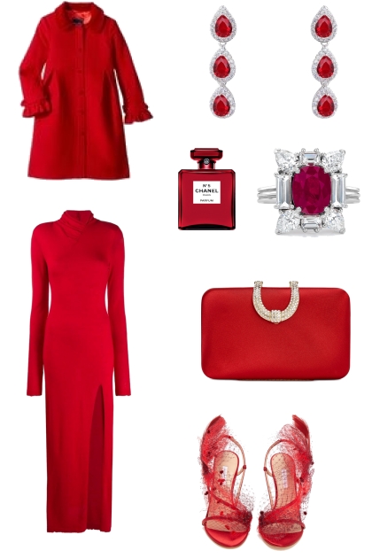 red monochromatic outfit Fashion 2023- コーディネート