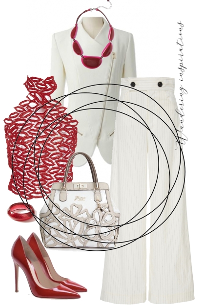 chic bianco e rosso- Combinazione di moda
