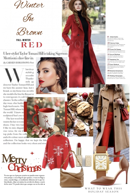 WINTER WONDERLAND IN RED AND BROWN- Fashion set