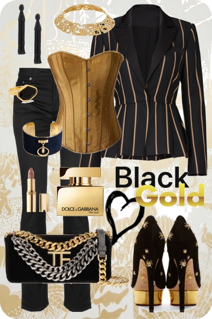 Black & Gold Love- combinação de moda
