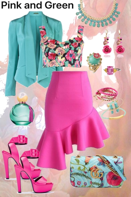 Pink & Green- combinação de moda