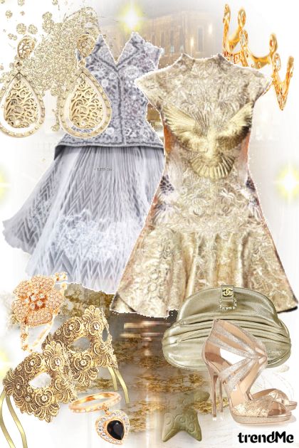 Dress: Gold and Silver- combinação de moda