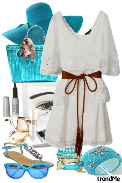 Para Claudia Rosa, linda de azul e branco- Modekombination