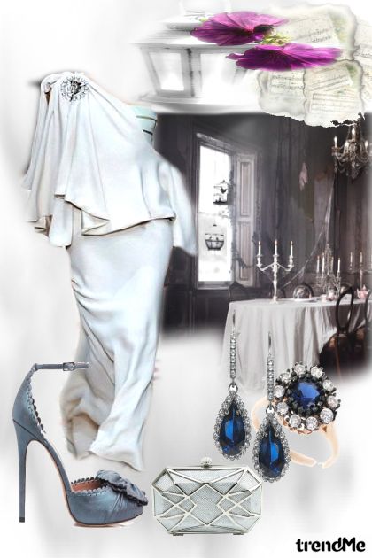 Glamour in white, silver and blue- Combinaciónde moda