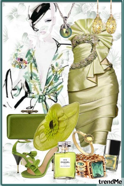 Vintage Glamour in Green- Fashion set