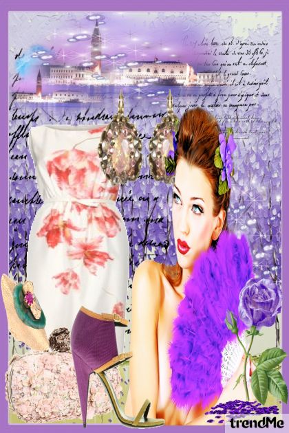 The lady of the purple fan!- Модное сочетание