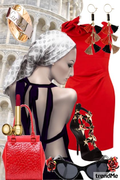 Lady in Red and Black- Combinaciónde moda