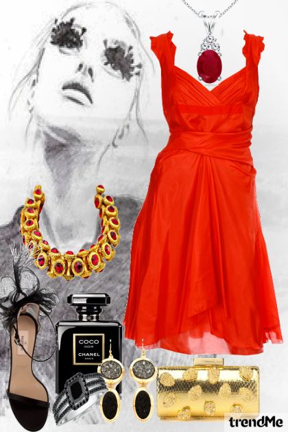 Lady Red and Black and Gold- Combinaciónde moda