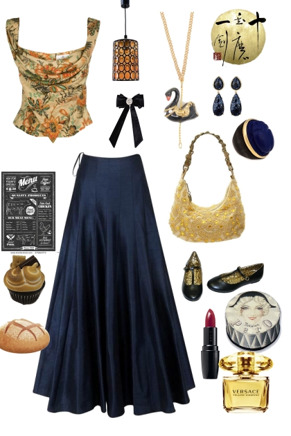 date,vintage,royal blue- Fashion set