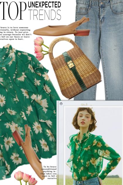 Floral ruffled blouse- Combinazione di moda