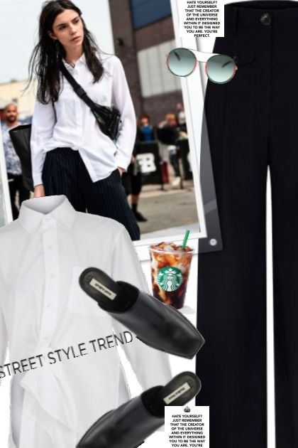 White shirt in the street- combinação de moda