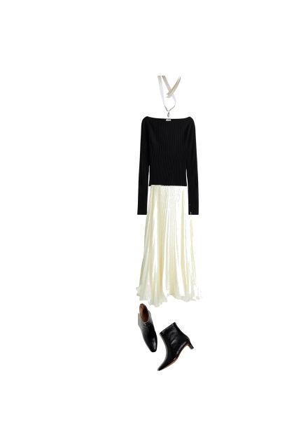 1. black white minimalistic elegant maxi top botto- Combinazione di moda