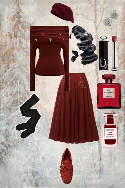 Red fall elegant - Combinazione di moda