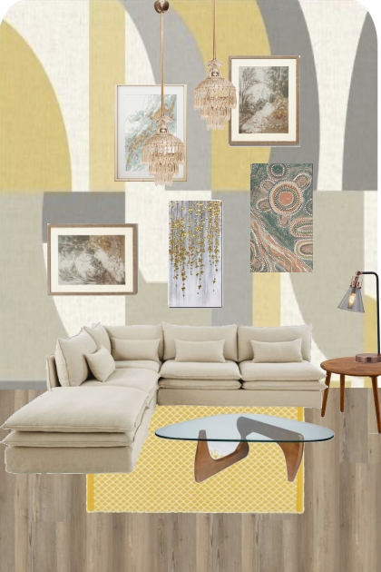 yellow contemporary living room- Combinaciónde moda