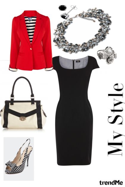 Little black dress and red jacket- combinação de moda