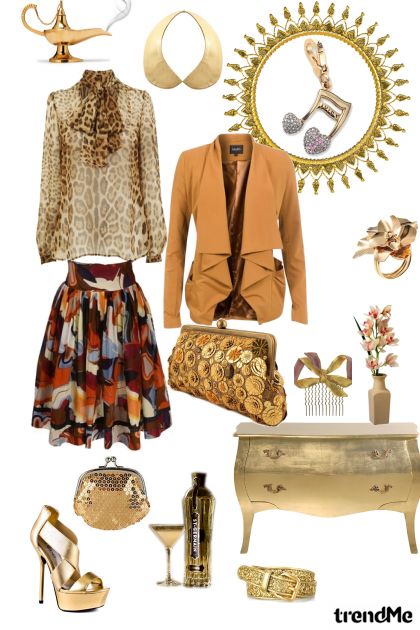 golden evening- combinação de moda