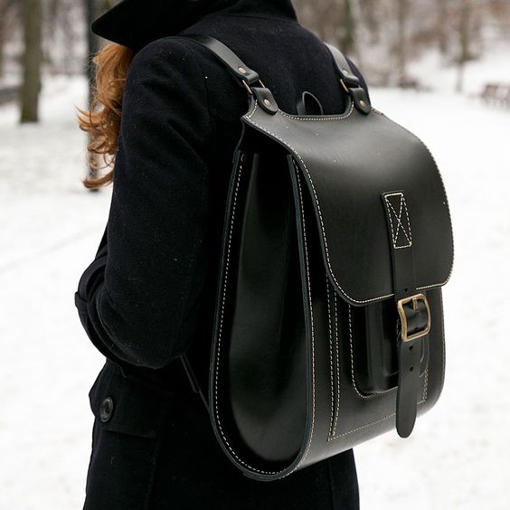 Teuicui Рюкзаки Black Leather Backpack 4 - trendMe.net