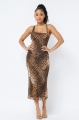 Clothes/footwear details Brown Animal Print Midi Dress With Strap (Dresses)