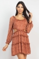 Clothes/footwear details Brown Ruffled Cutout Ditsy Floral Dress (Dresses)
