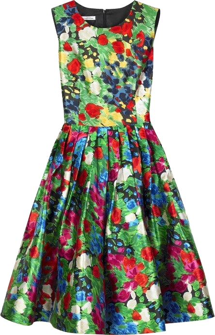 Пестрое платье. Цветастый наряд. Пестрые яркие цветочные платья. Пятнистое платье.