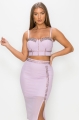 Clothes/footwear details Lavender Studded Stone Cami Top & Slit Mini Skirts Set (Dresses)