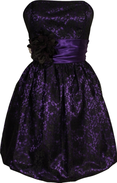 purple dress with black lace overlay