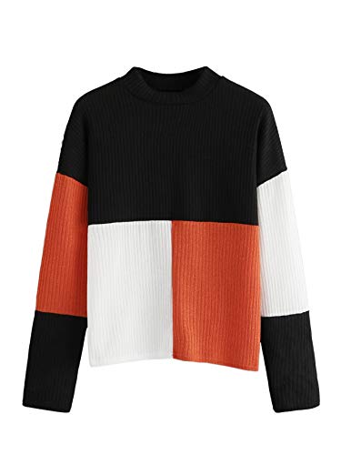SweatyRocks Women's Casual Long Sleeve ColorBlock Pullover Sweatshirt Crop  Top