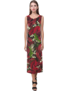 Phaedra Sleeveless Open Fork Long Dress - Carmine Roses