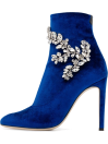 Blue Velvet Rhinstone Stiletto Boot - Velvet