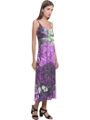 V-Neck Open Fork Long Dress - Little Purple Carnations