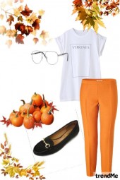 Zoella: orange trousers and autumnal air