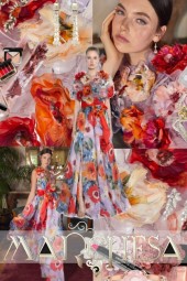 Marchesa Floral Patterned Silk Organza Gown