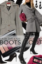 Trending Now Pink and Grey and Black OTK Boots