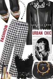 Urban Chic~Hounds tooth/Leather