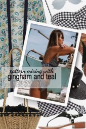 gingham and teal 