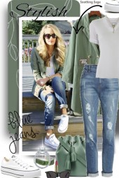 Stylish Sage and Blue Jeans