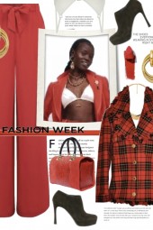 Fashion Week in Red Plaid