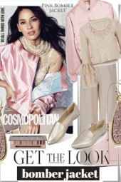 Get the Look Pink Satin Bomber Jacket