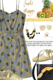 GINGHAM PINEAPPLE PINAFORE DRESS