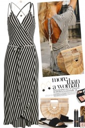 STRIPE WRAP DRESS