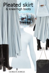  Pleated Skirt &amp; Knee-high Boots