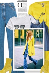 Yellow coat and denim