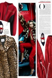 Cara Delevingne - red and leopard print