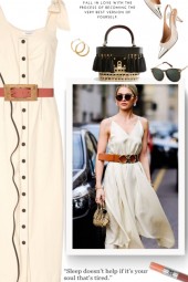 Casual look with a belt and beautiful dress