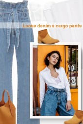 Loose denim  cargo pants