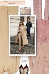  street style - beige and pink and black