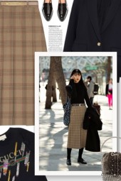 GUCCI Check wool A-line skirt - street style