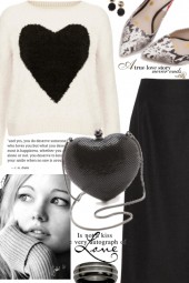 Black &amp; White Heart Sweater