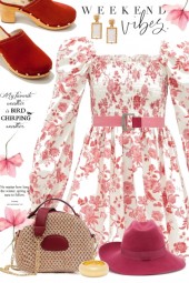 Floral Red and Cream