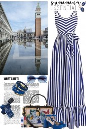 Stripe Maxi-Blue and White